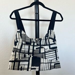 DKNY Black and White geometric crop top.